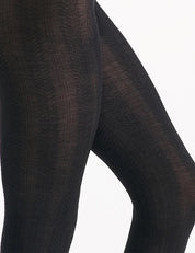Cable Knit Merino Wool Tight - Black