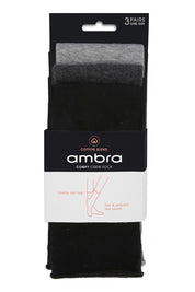 Product shot of the Cotton Blend Comfy Crew Sock 3 Pack in colour Blkchargre (Grey), detail