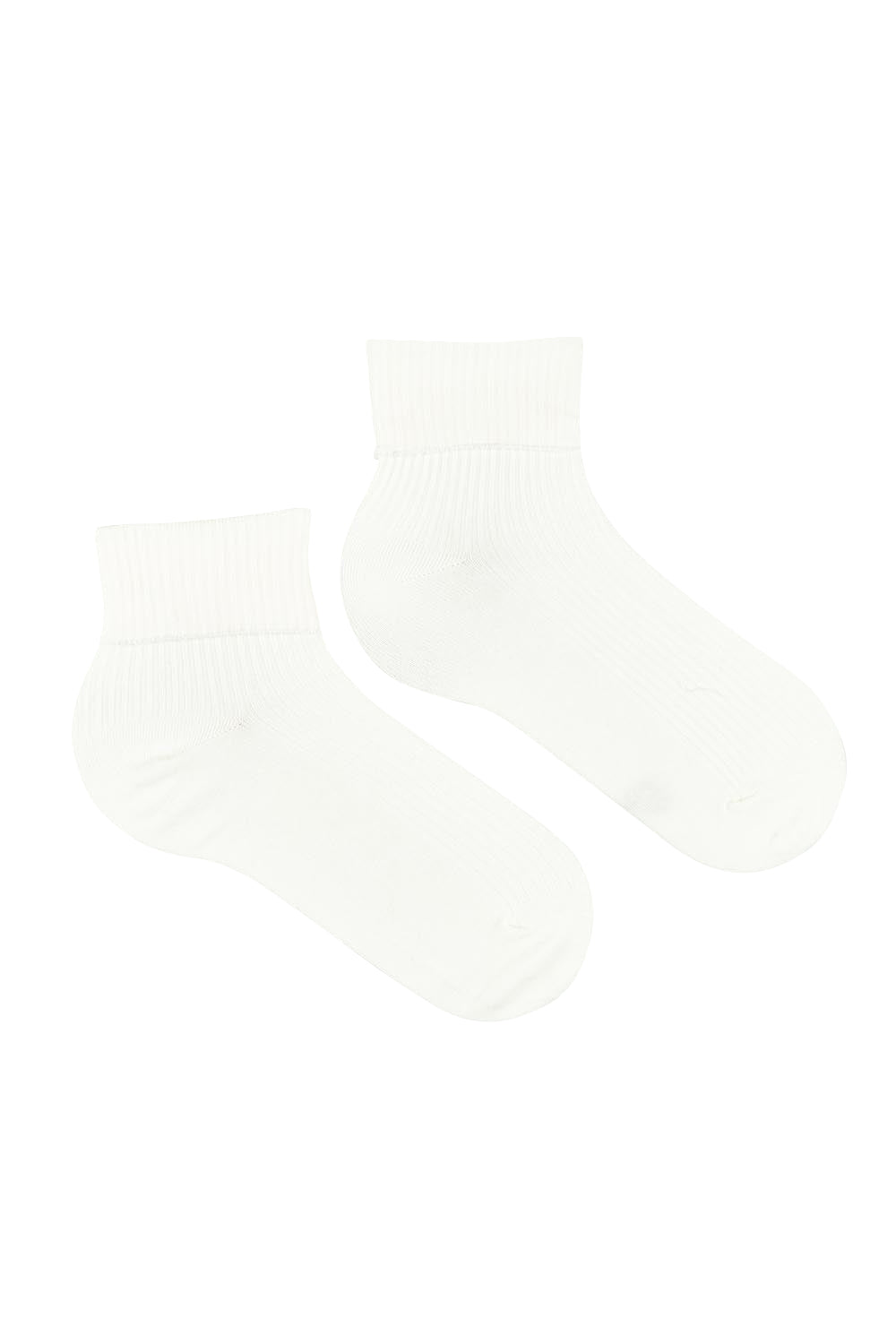Product shot of the Organic Cotton Cuffed Rib Crew Sock 2 Pack in colour Butterfudg, from the front