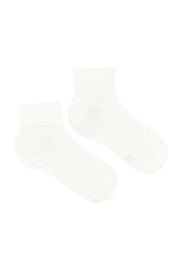 Product shot of the Organic Cotton Cuffed Rib Crew Sock 2 Pack in colour Butterfudg, from the front
