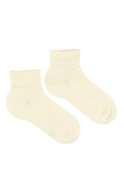 Product shot of the Organic Cotton Cuffed Rib Crew Sock 2 Pack in colour Meringrey, from the front