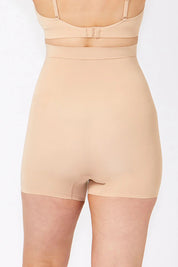 A model wearing the Powerlite High Waisted Short in colour Beige, from the back