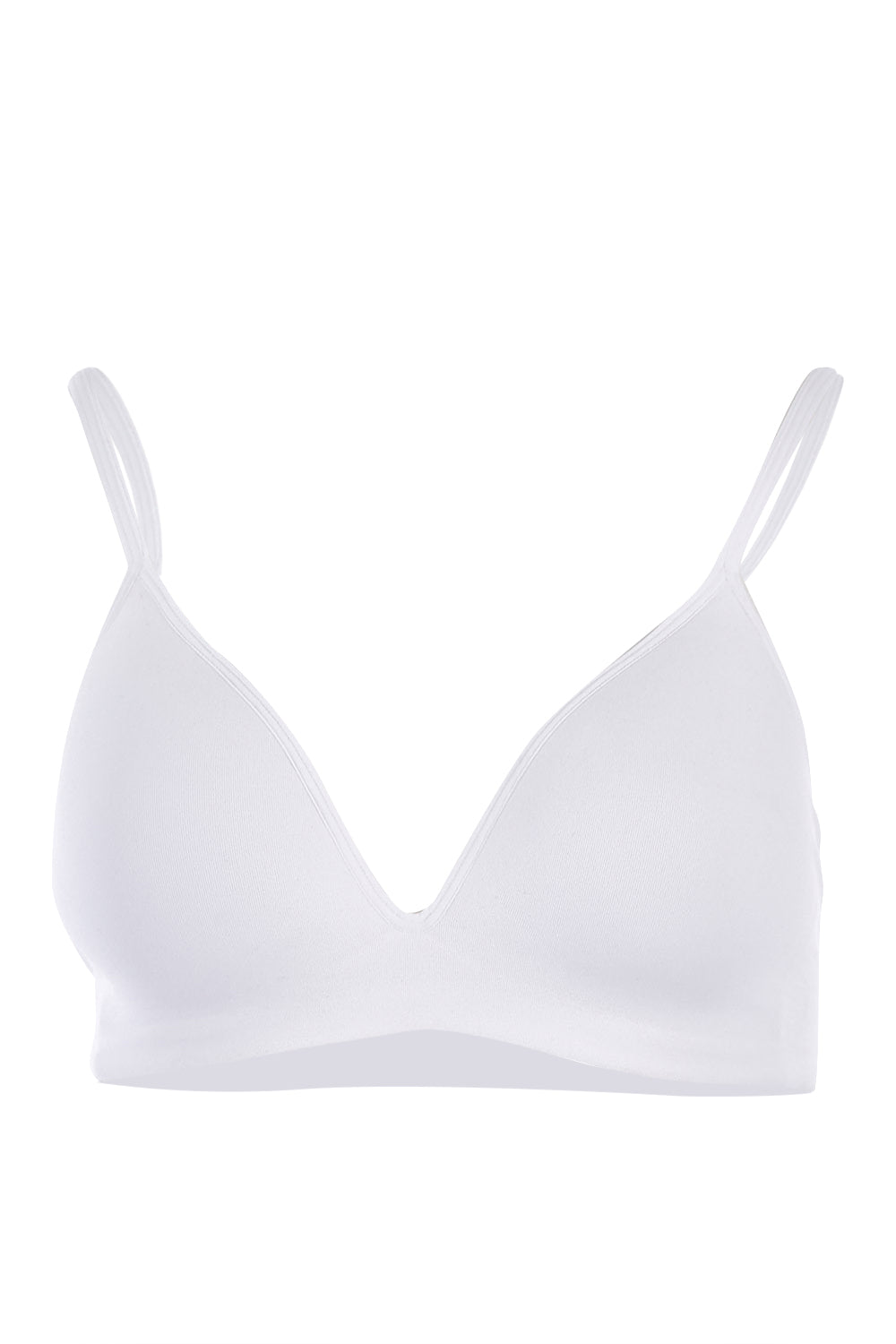 Product shot of the Seamless Singles Wirefree Bra in colour White (White), from the front