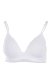 Product shot of the Seamless Singles Wirefree Bra in colour White (White), from the front