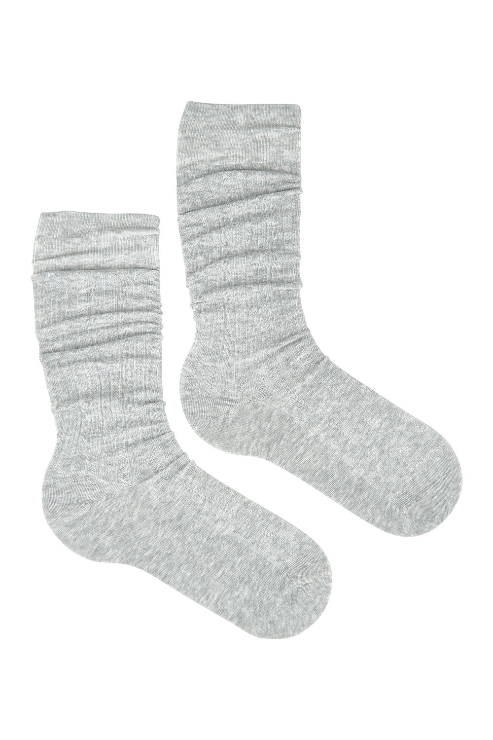 Product shot of the Organic Cotton Cable Knit Knee High Socks in colour Greymarle (Grey), from the front