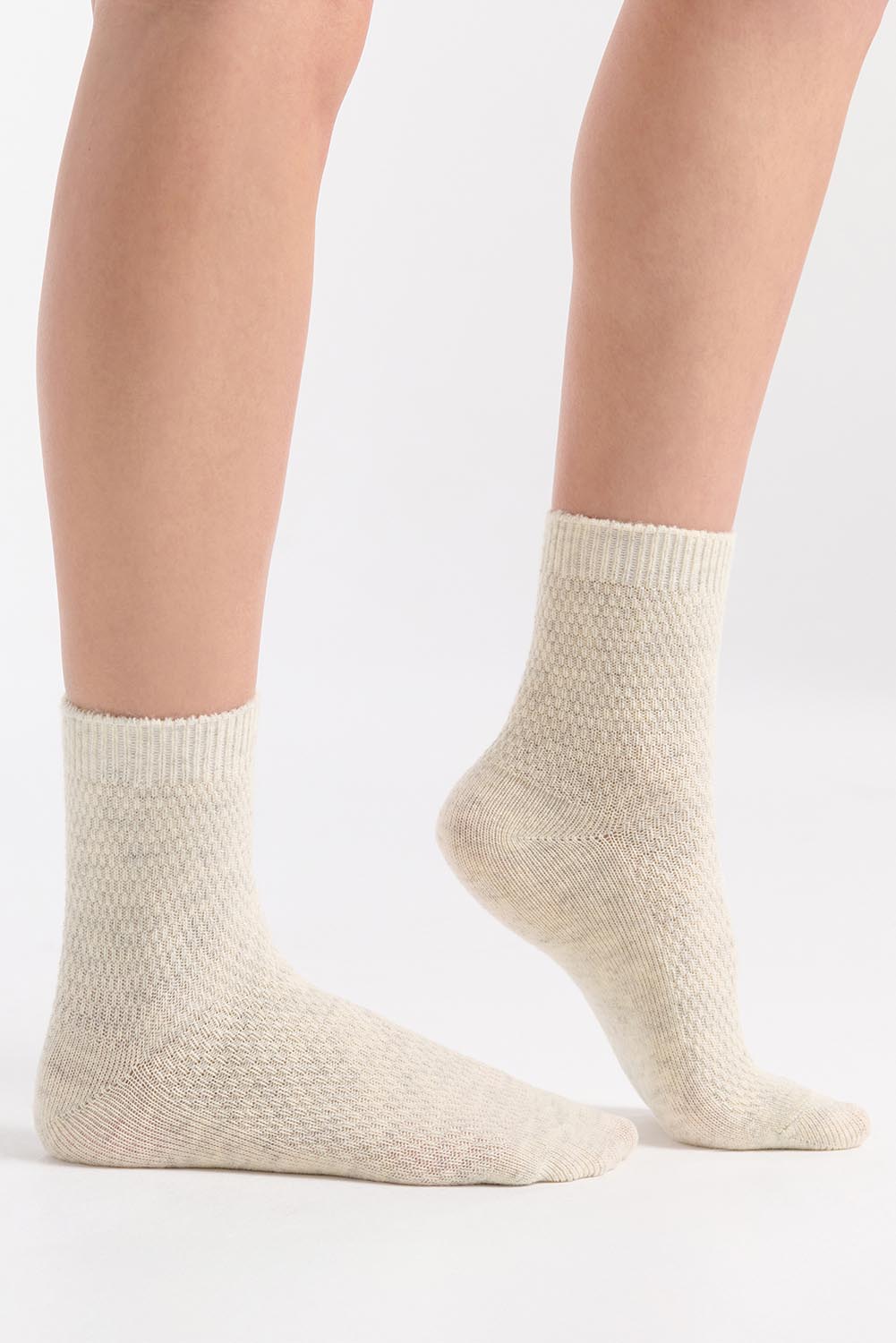 Wool Blend Waffle 2P Crew Sock - Crecoff