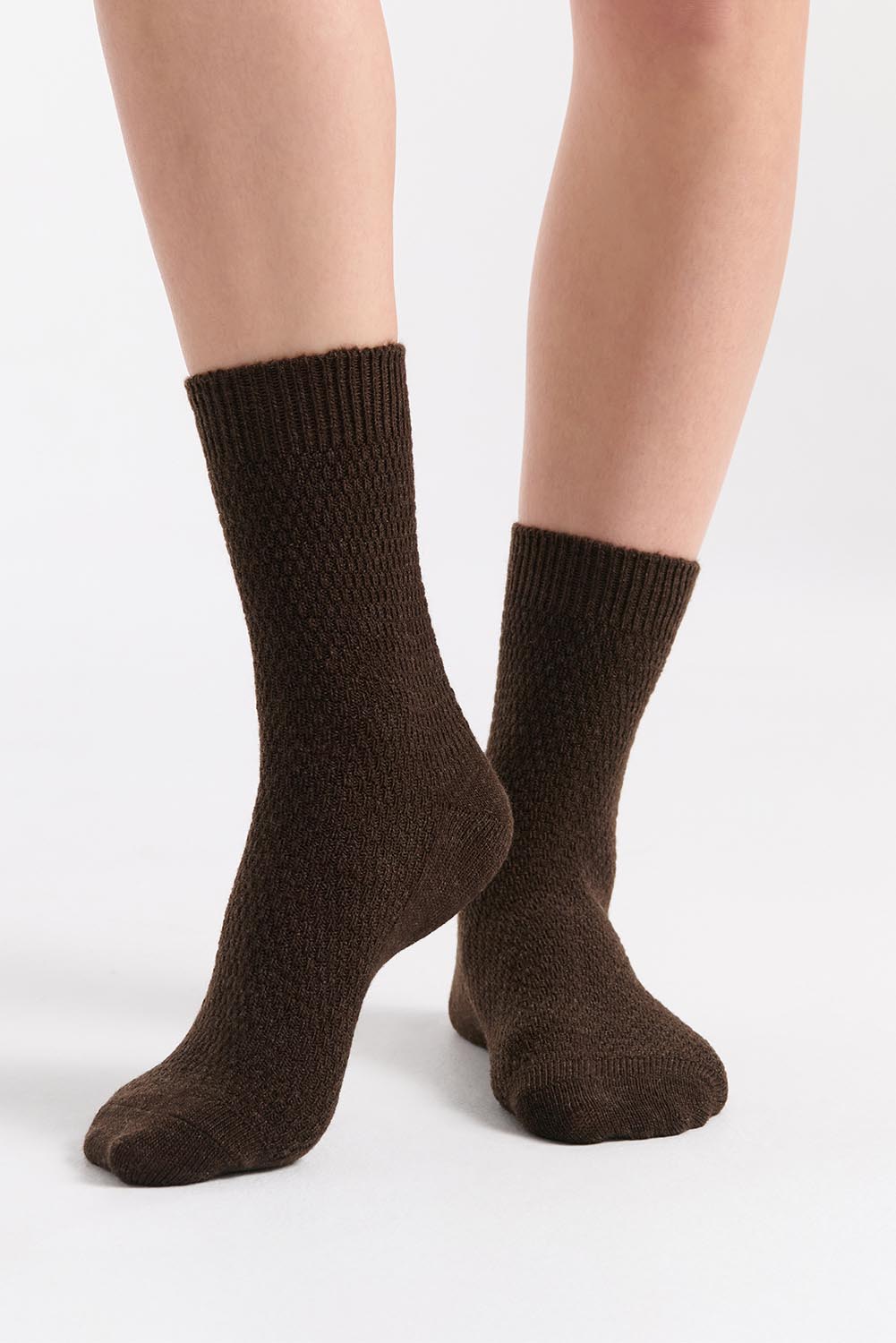 Wool Blend Waffle 2P Crew Sock - Crecoff