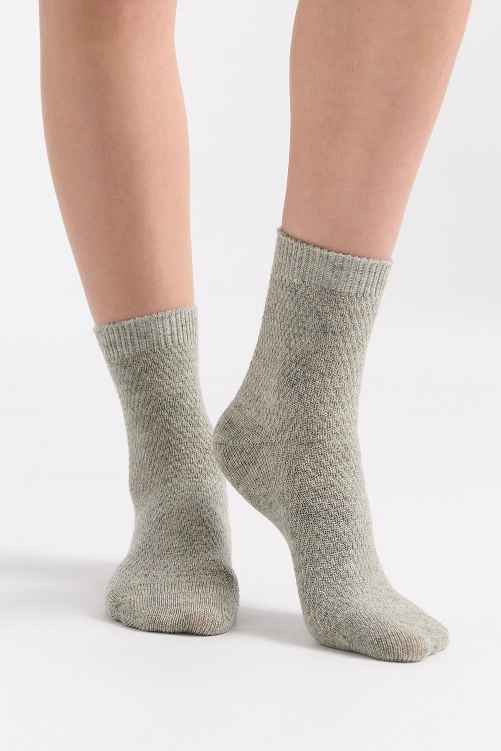 Wool Blend Waffle 2P Crew Sock - Greyemer