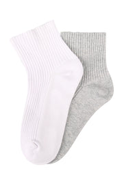 Product shot of the Soft Top Ankle High Sock 2Pack in colour Whitegrey (Grey), detail