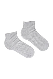 Product shot of the Soft Top Ankle High Sock 2Pack in colour Whitegrey (Grey), from the front