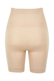 Product shot of the Cinch High Waisted Short in colour Beige, from the back