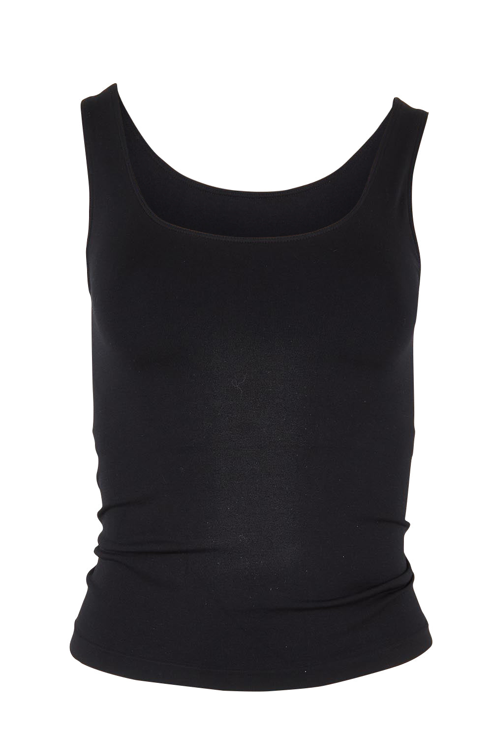 Product shot of the Reversible Shelf Bra Tank in colour Black (Black), from the front