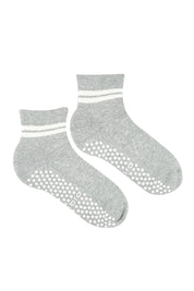 Product shot of the Organic Cotton Grip Crew Sock in colour Greymarle (Grey), from the front