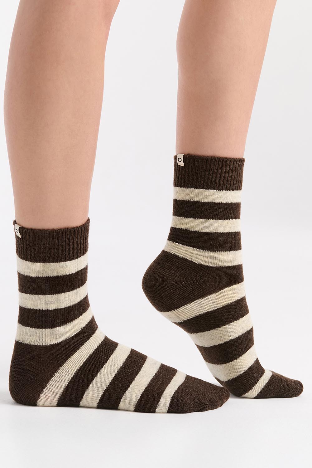 Winter Stripe Crew Sock - Coffee
