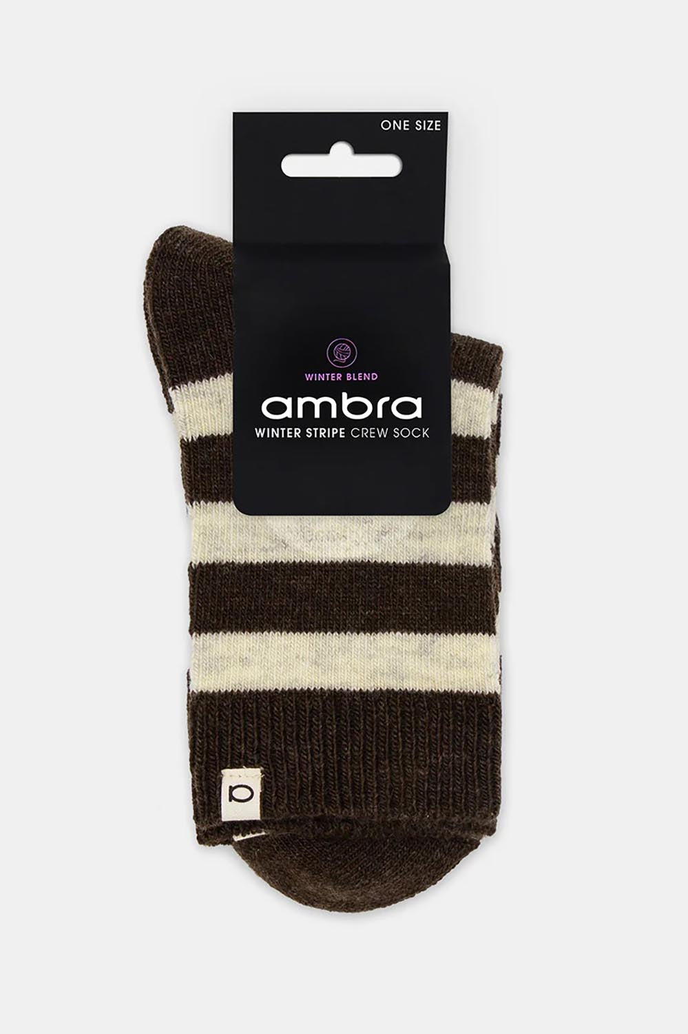 Winter Stripe Crew Sock - Coffee