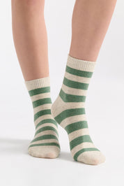 Winter Stripe Crew Sock - Fern