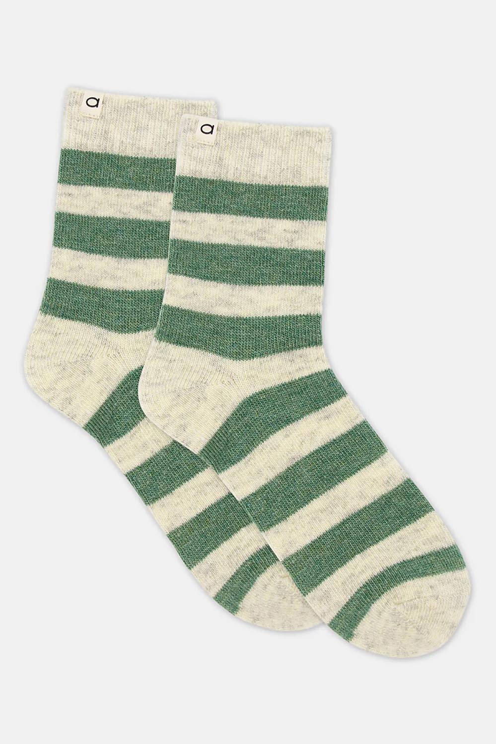 Winter Stripe Crew Sock - Fern