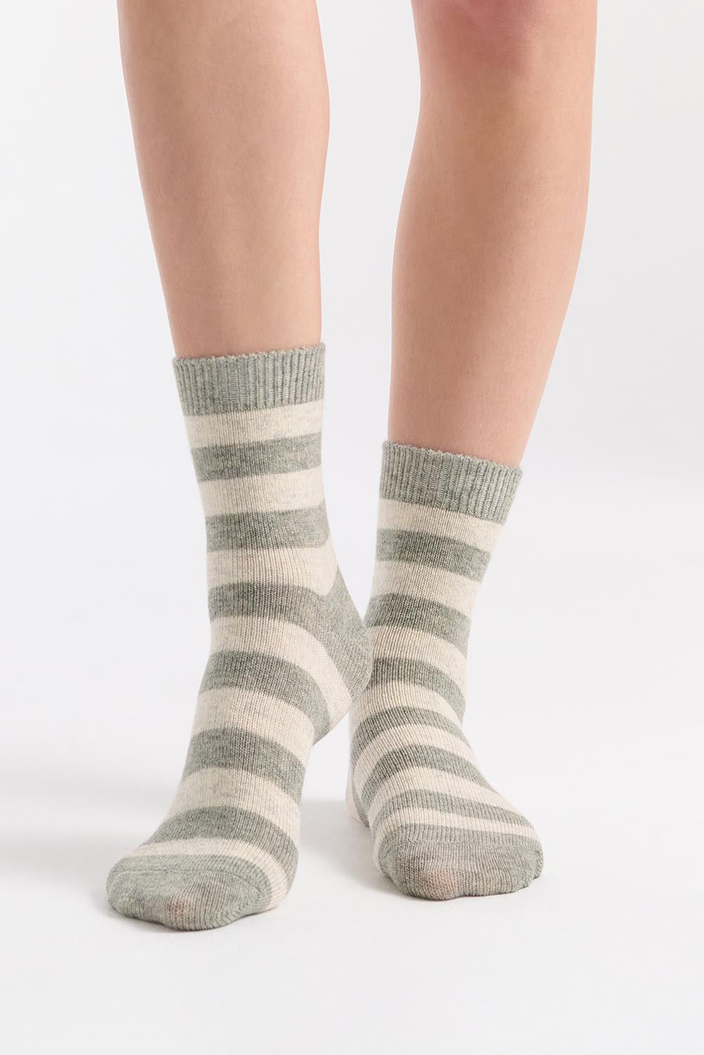 Winter Stripe Crew Sock - Grey