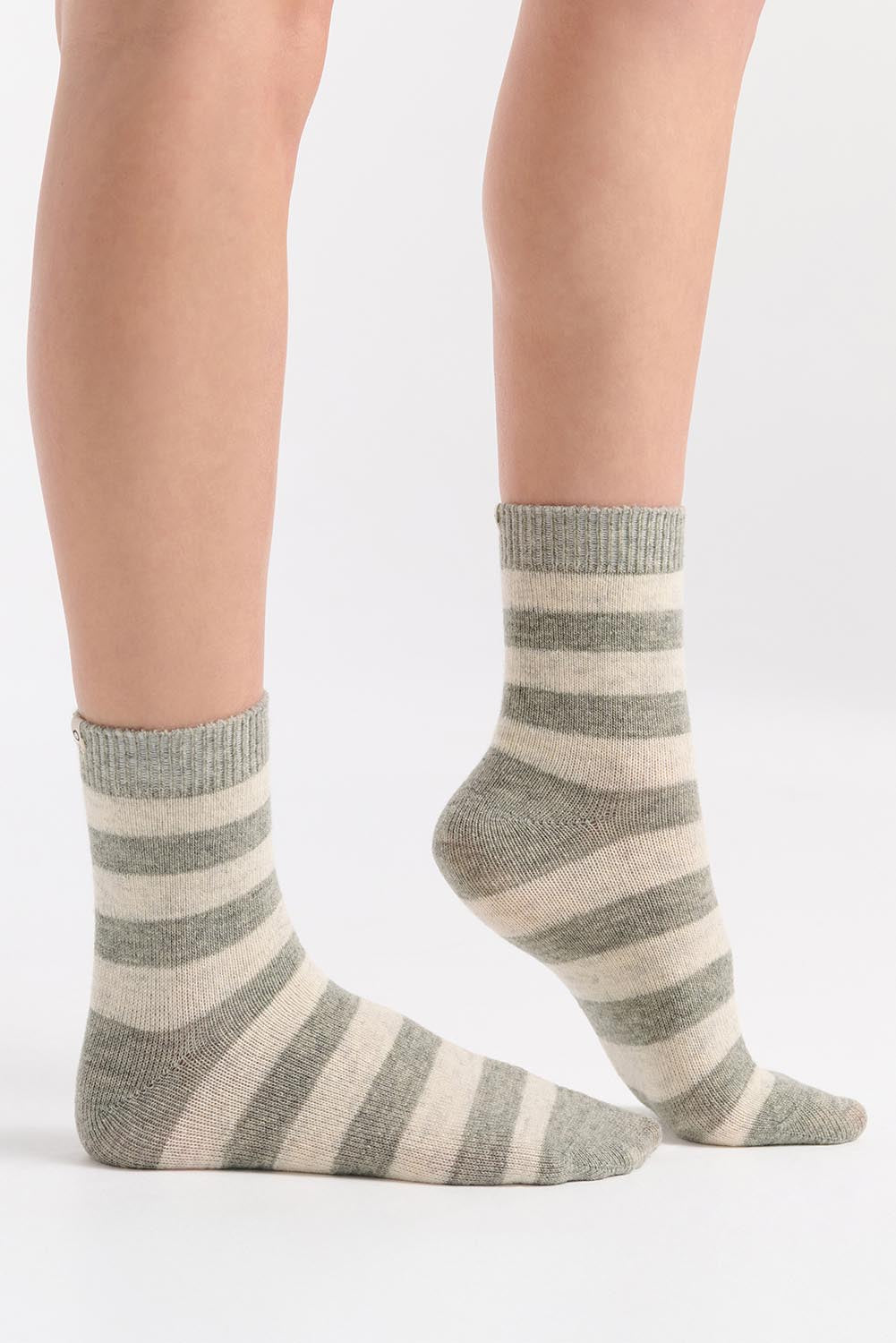 Winter Stripe Crew Sock - Grey