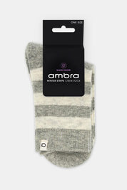Winter Stripe Crew Sock - Grey