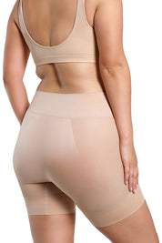 A model wearing the Curvesque Antiin colourChafing Short - Nude, from the back