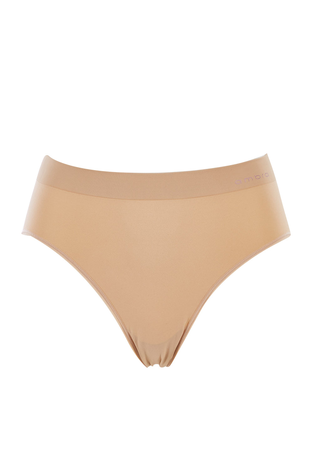 Product shot of the Bondi Bare Hi Cut Brief in colour RoseBeige, from the front