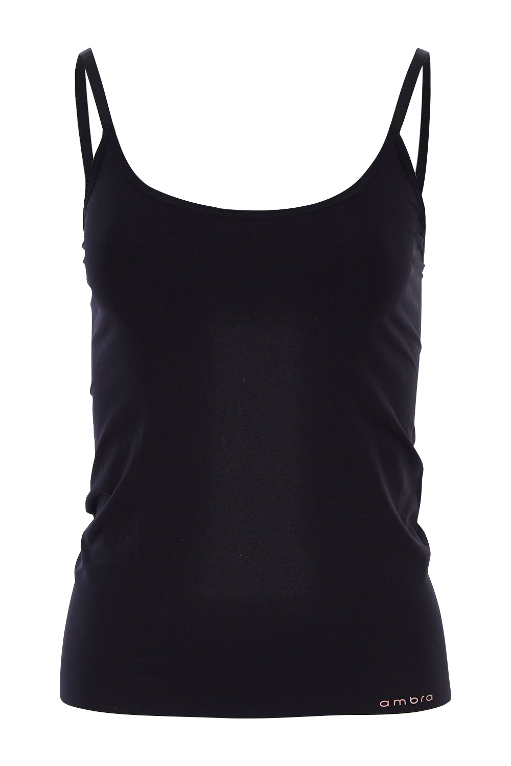 Product shot of the Bondi Bare Singlet in colour Black (Black), from the front