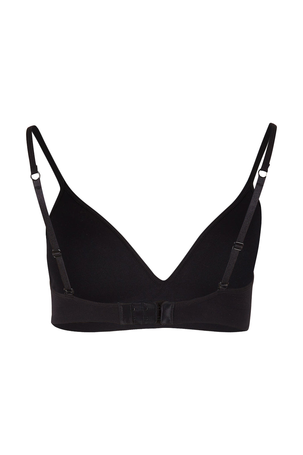 Product shot of the Bare Essentials Moulded Wirefree Bra in colour Black (Black), from the back