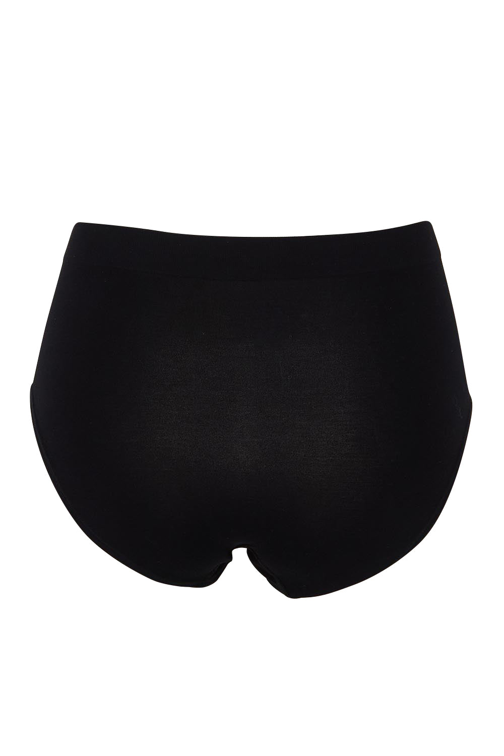 Product shot of the Pure Basics Modal Full Briefs 2 Pack in colour Black (Black), from the back