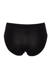 Product shot of the Pure Basics Modal Midi Briefs 2 Pack in colour Black (Black), from the back