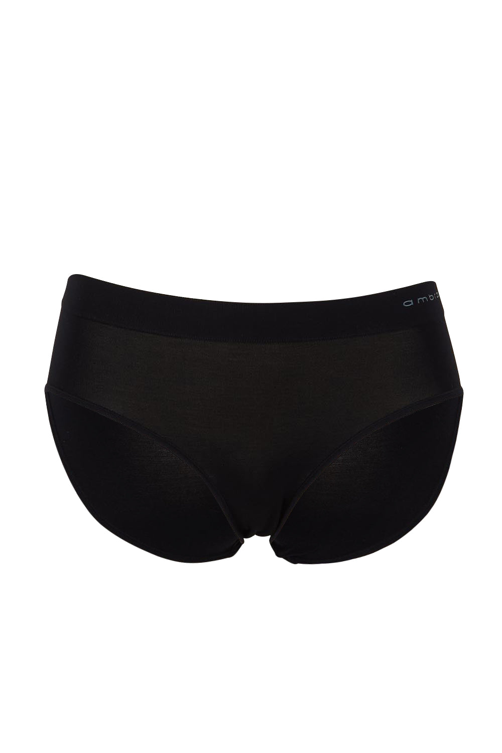 Product shot of the Pure Basics Modal Midi Briefs 2 Pack in colour Black (Black), from the front