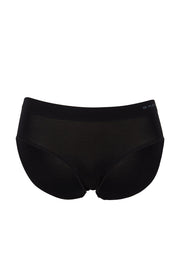 Product shot of the Pure Basics Modal Midi Briefs 2 Pack in colour Black (Black), from the front