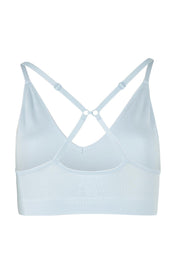 Product shot of the Pure Basics Triangle Modal Bralette in colour Aurablue (Blue), detail