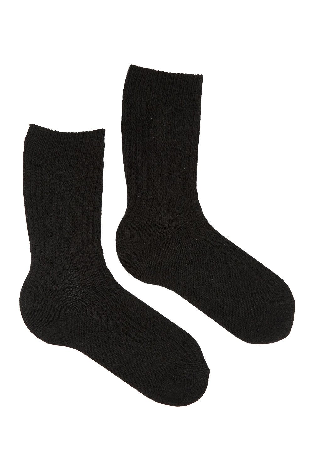 Product shot of the Soft Wool Crew Socks in colour Black (Black), from the front