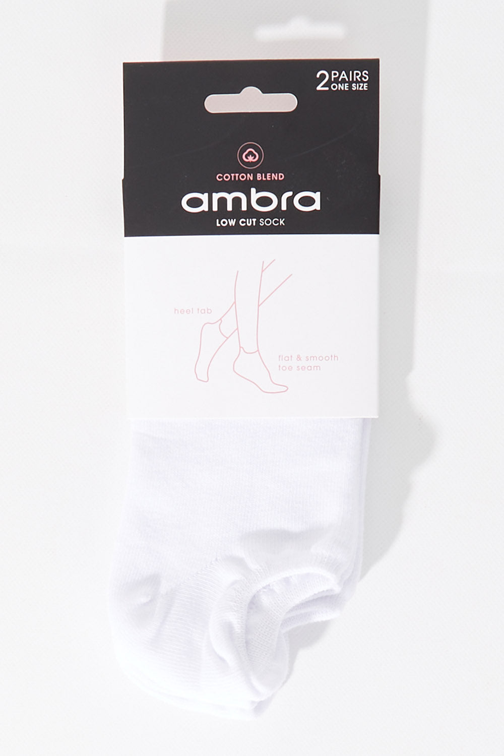 A model wearing size OneSize of the Cotton Blend Low Cut Socks 2 Pack in colour White (White), from the front, showing the whole outfit