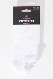 A model wearing size OneSize of the Cotton Blend Low Cut Socks 2 Pack in colour White (White), from the front, showing the whole outfit