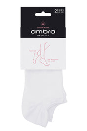 Product shot of the Cotton Blend Low Cut Socks 2 Pack in colour White (White), from the front