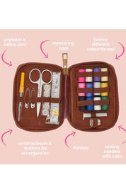 Product shot of the Travel Sewing Kit in colour Cognac, detail