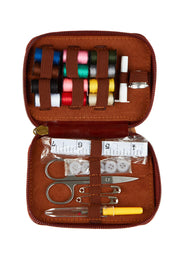 Product shot of the Travel Sewing Kit in colour Cognac, from the front