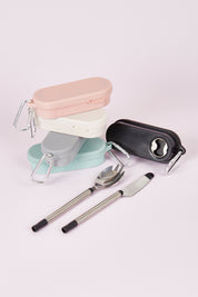 A model wearing the Cutlery On The Go in colour Black (Black), from the front, showing the whole outfit