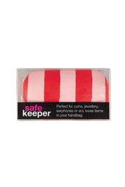 Product shot of the Travel Safe Keeper Box in colour Redstripe (Red), from the front