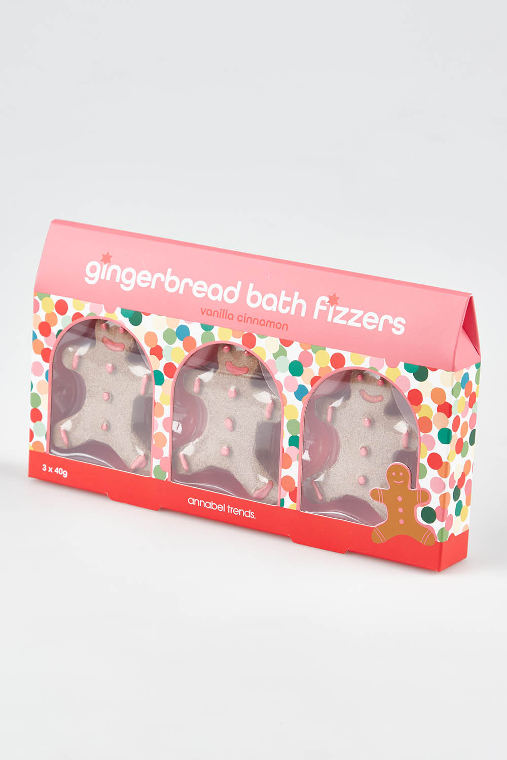 A model wearing size OneSize of the Christmas Gingerbread Men Fizz in colour Ginger (Pink), from the front, showing the whole outfit