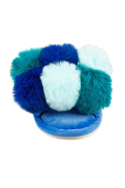 Product shot of the Pom Pom Slipper in colour Bluemulti (Blue), detail