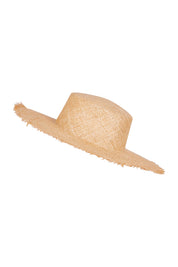 Product shot of the Leonora Bao Straw Sun Hat in colour Natural, from the front