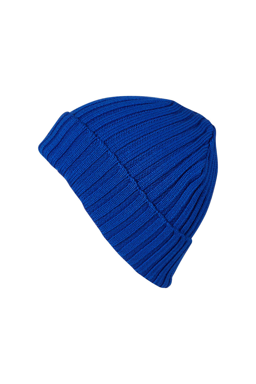 Product shot of the Tucker Merino Wool Beanie in colour Royal (Blue), from the front