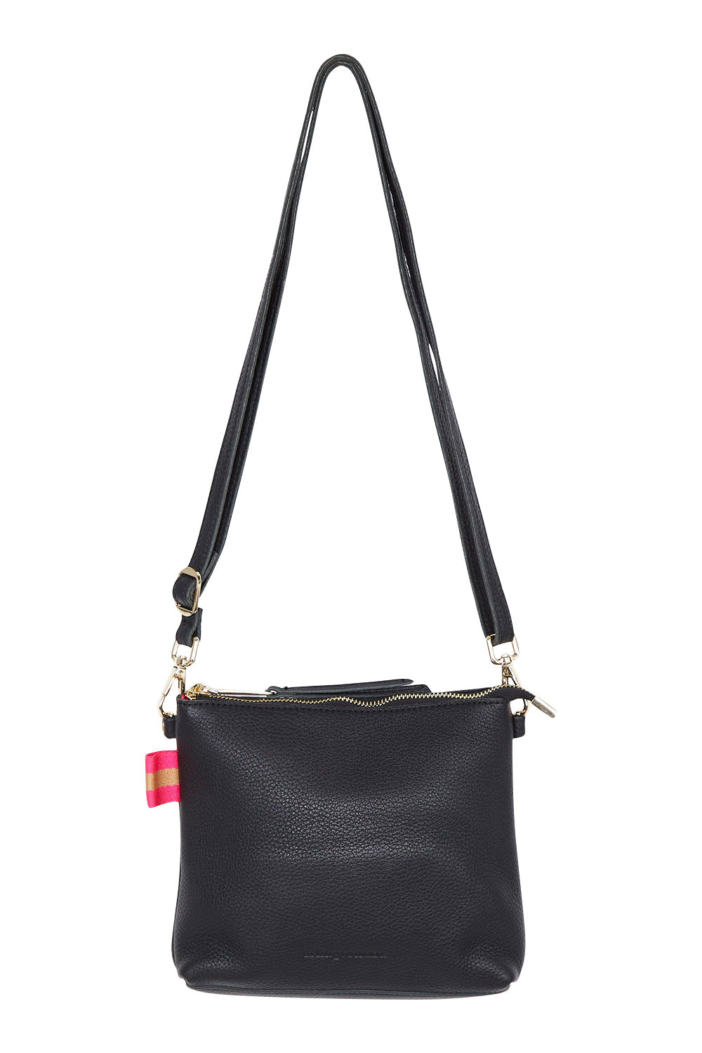 Product shot of the Alexis Leather Crossbody in colour Black (Black), from the back