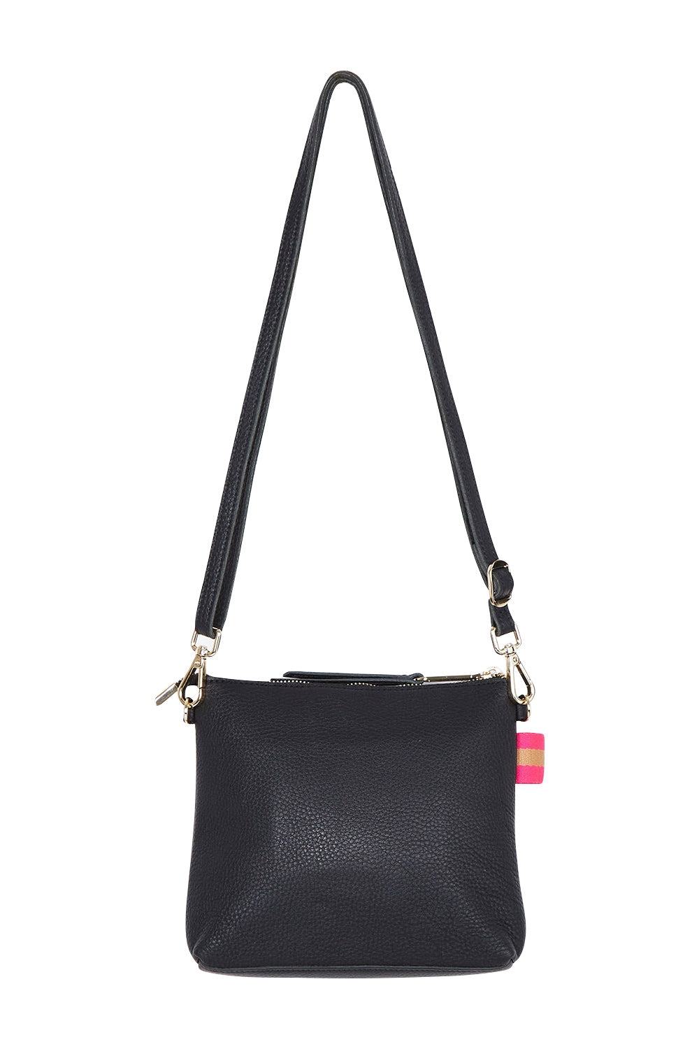Product shot of the Alexis Leather Crossbody in colour Black (Black), from the front