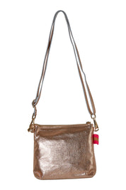 Product shot of the Alexis Leather Crossbody in colour Rosegold (Metallics), from the back