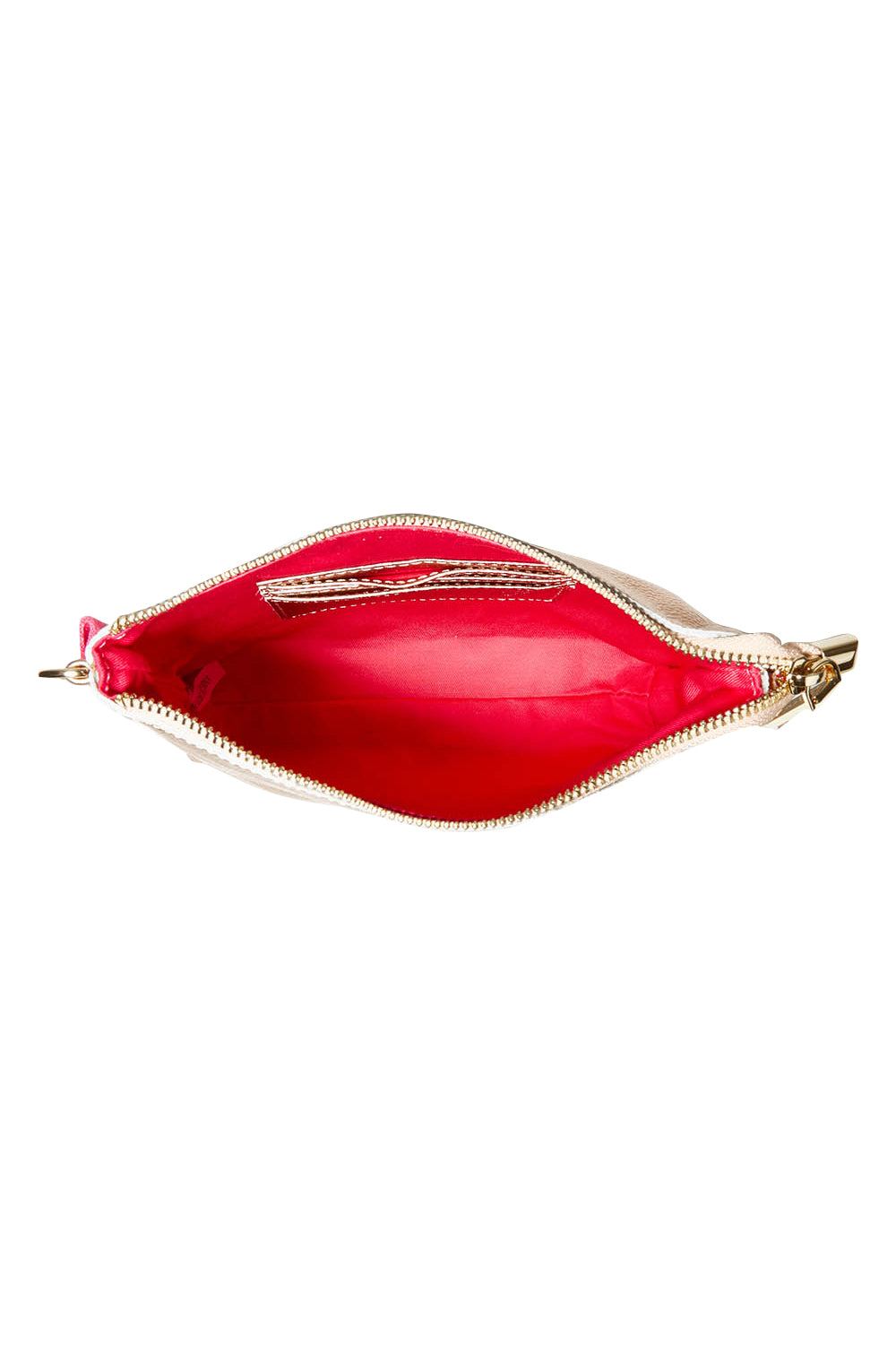 Product shot of the Alexis Leather Crossbody in colour Rosegold (Metallics), detail