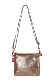 Product shot of the Alexis Leather Crossbody in colour Rosegold (Metallics), from the front